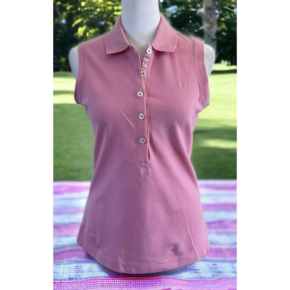 Lilly Pulitzer Pink Sleeveless Collared Polo Tank Top Preppycore Golf Size XS